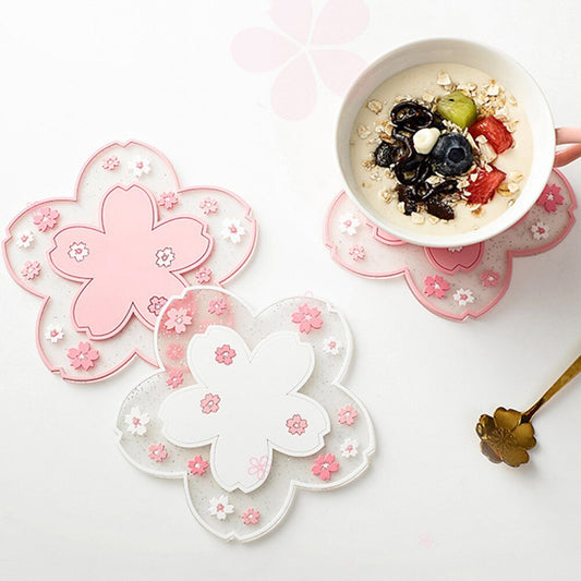 Silicone Cherry Blossom Coasters Set of 2 by HitMyNeed