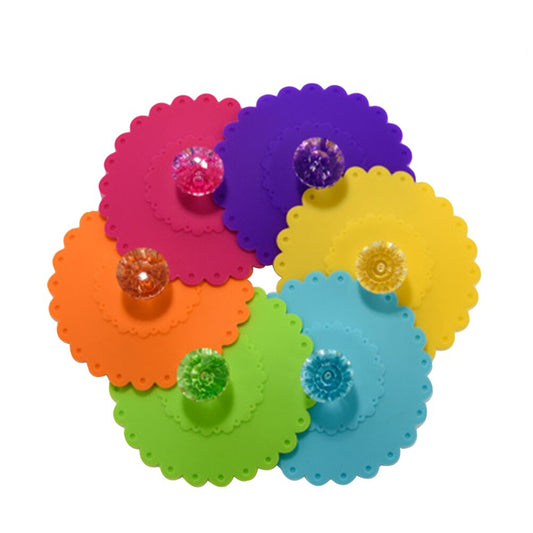 Silicone Cup Lids Set of 6 - Reusable Mug Covers by HitMyNeed