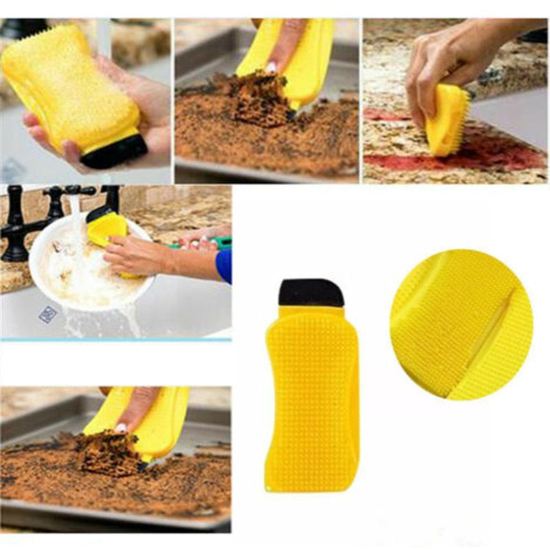 Silicone Dish Sponge 3-in-1 Cleaner with Soap Dispenser by HitMyNeed