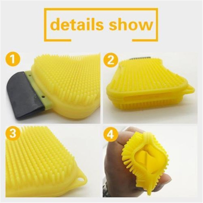 Silicone Dish Sponge 3-in-1 Cleaner with Soap Dispenser by HitMyNeed
