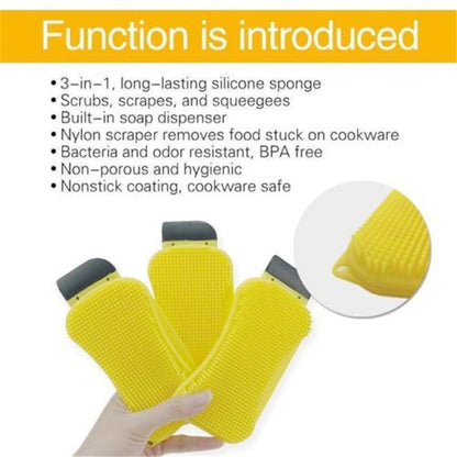 Silicone Dish Sponge 3-in-1 Cleaner with Soap Dispenser by HitMyNeed