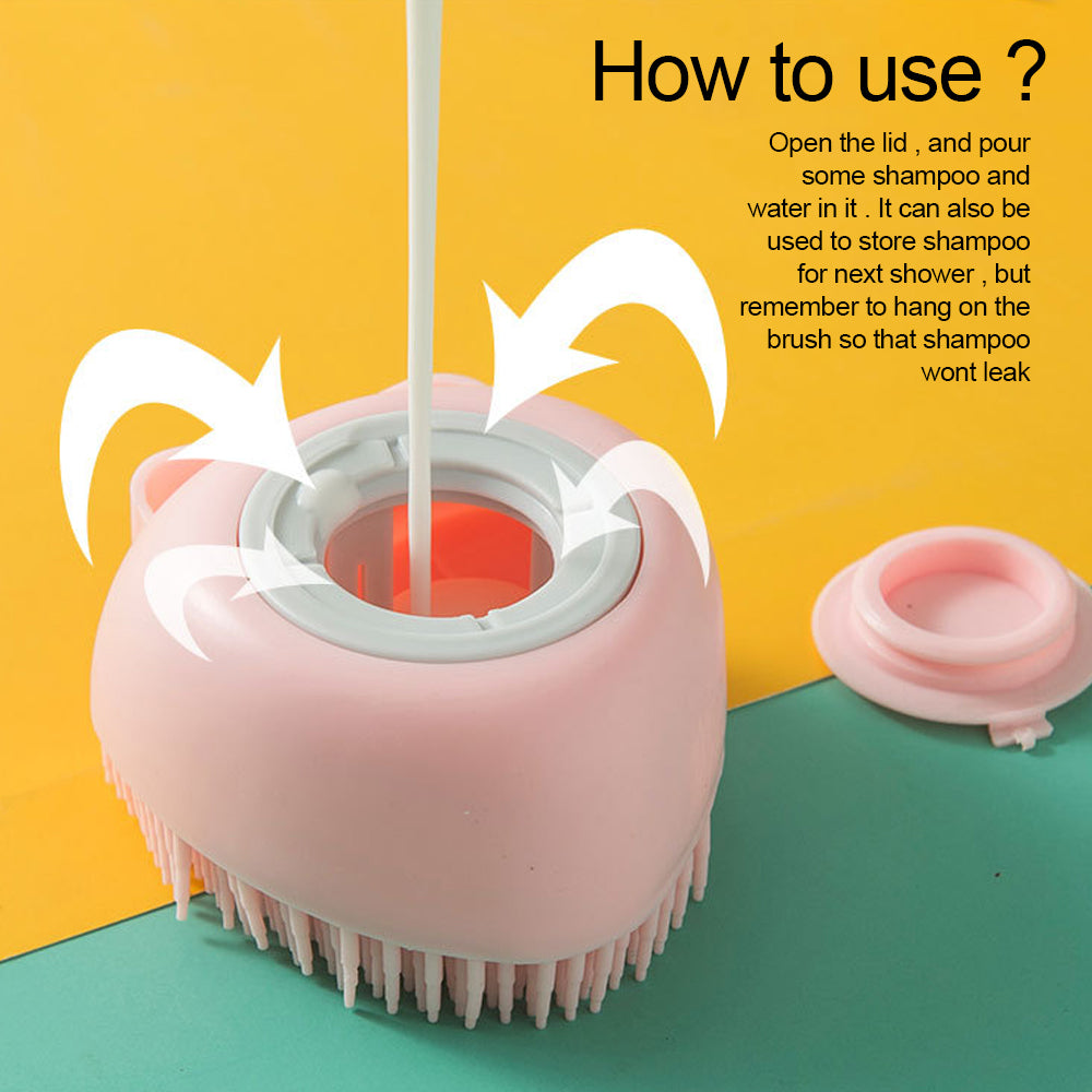Silicone Dog Bath Brush with Shampoo Dispenser by HitMyNeed