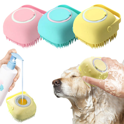 Silicone Dog Bath Brush with Shampoo Dispenser by HitMyNeed