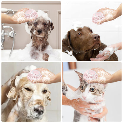Silicone Dog Bath Brush with Shampoo Dispenser by HitMyNeed