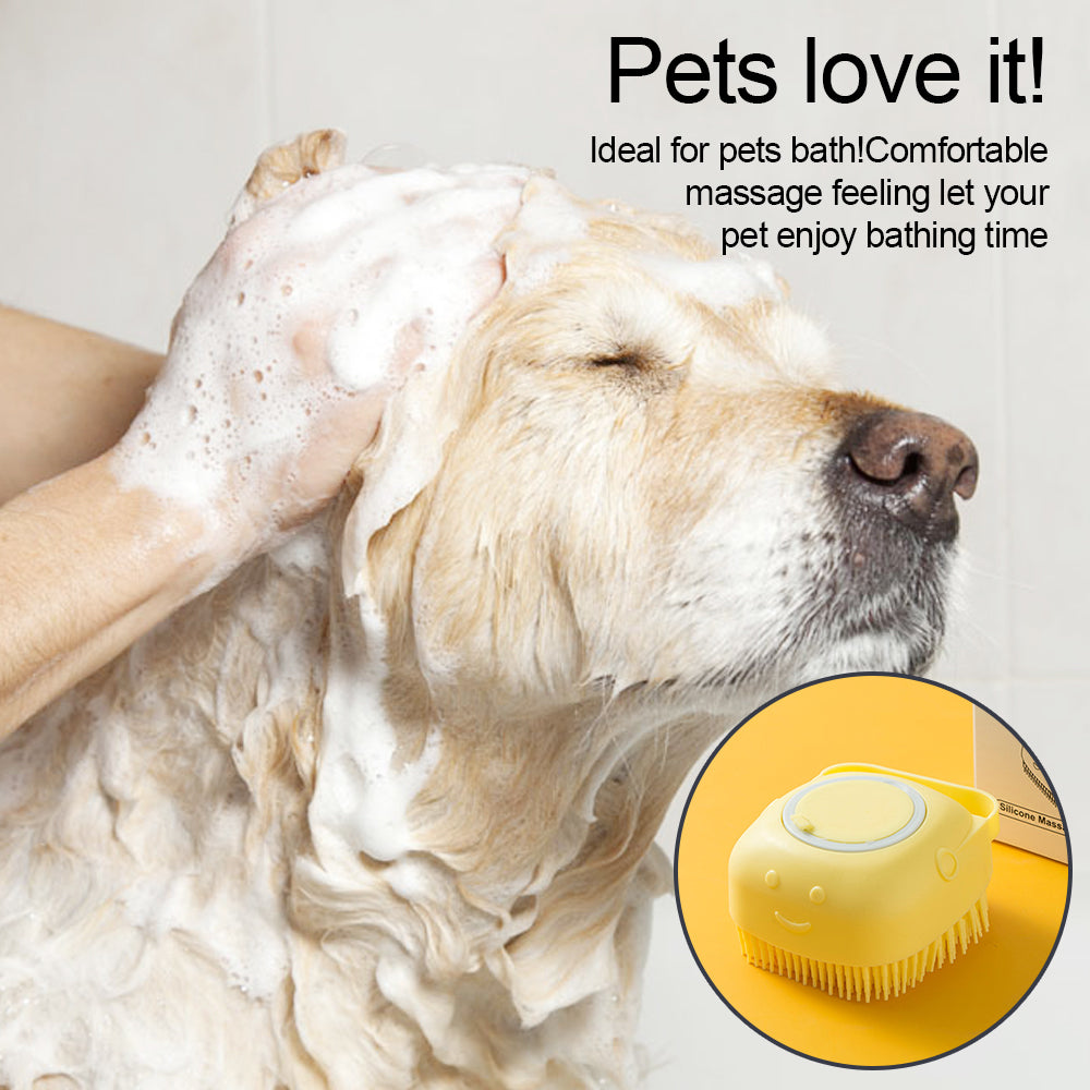 Silicone Dog Bath Brush with Shampoo Dispenser by HitMyNeed