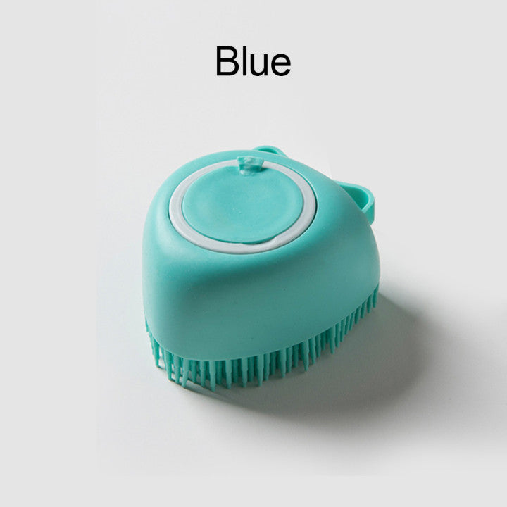 Silicone Dog Bath Brush with Shampoo Dispenser soft-blue-b by HitMyNeed