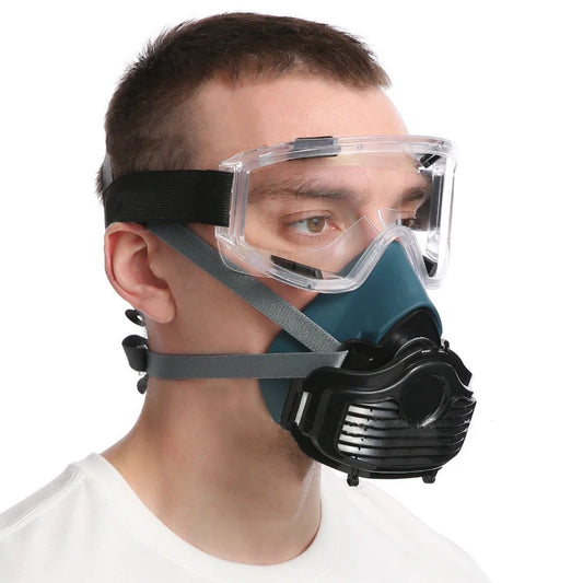 Silicone Dust Mask with Filters and Safety Glasses by HitMyNeed