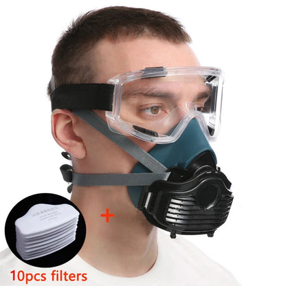 Silicone Dust Mask with Filters and Safety Glasses by HitMyNeed