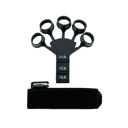 Silicone Finger Gripper Exerciser with Wrist Strap black by HitMyNeed