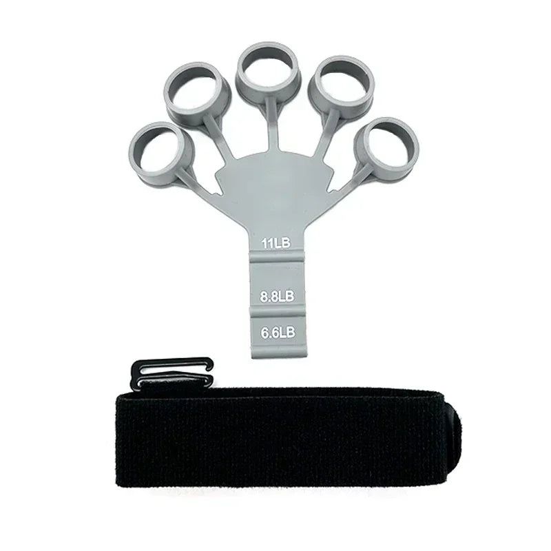 Silicone Finger Gripper Exerciser with Wrist Strap grey by HitMyNeed