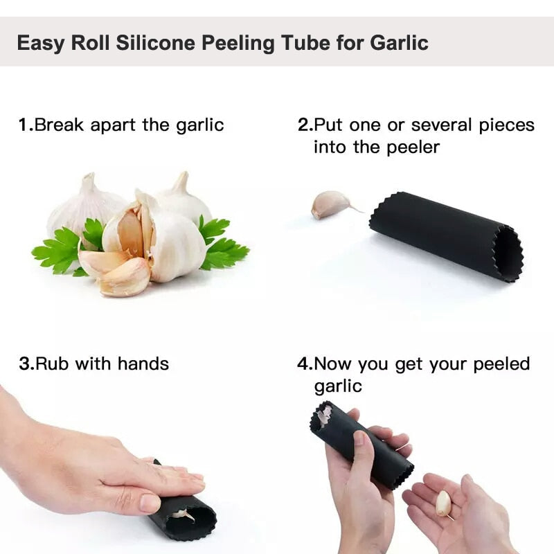 Silicone Garlic Peeler Tube - Hands-Free Clove Peeling by HitMyNeed