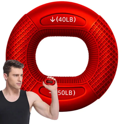 Silicone Hand Grip Strengthener Ring for Finger & Wrist red by HitMyNeed