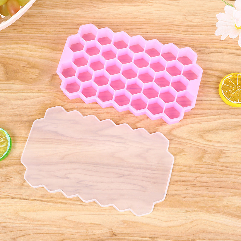 Silicone Honeycomb Ice Tray with Lid pink by HitMyNeed