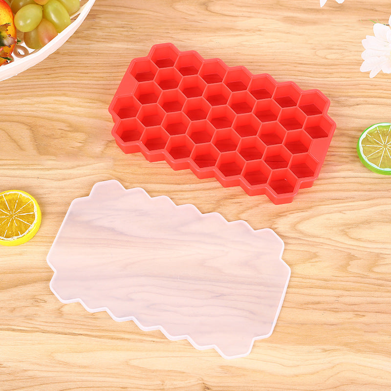 Silicone Honeycomb Ice Tray with Lid red by HitMyNeed