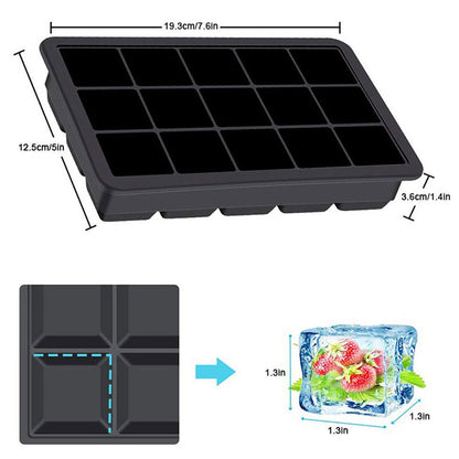 Silicone Ice Cube Tray with Lid, 15 Cavities by HitMyNeed