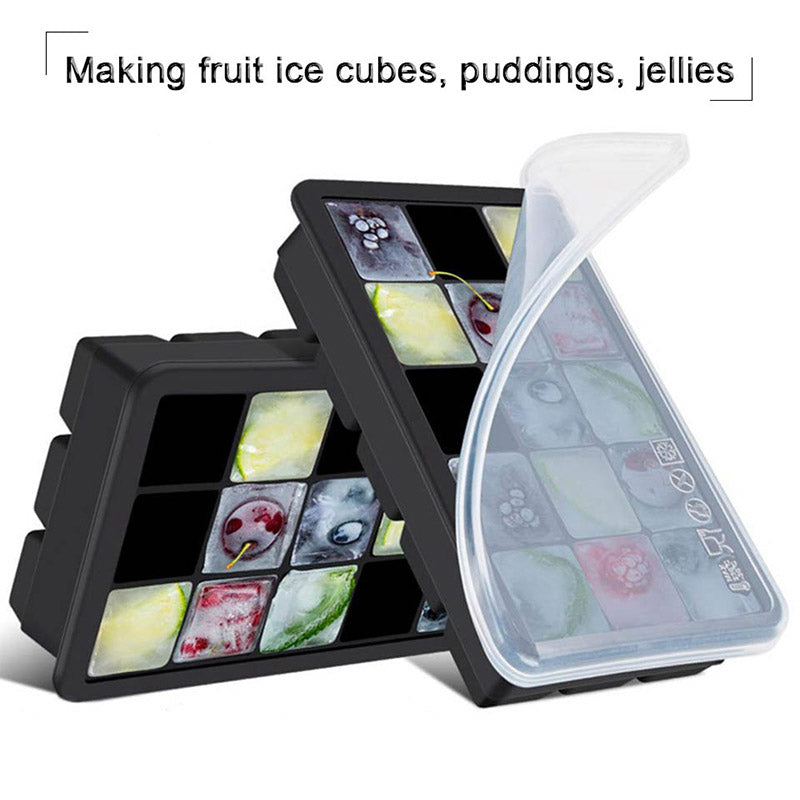 Silicone Ice Cube Tray with Lid, 15 Cavities by HitMyNeed