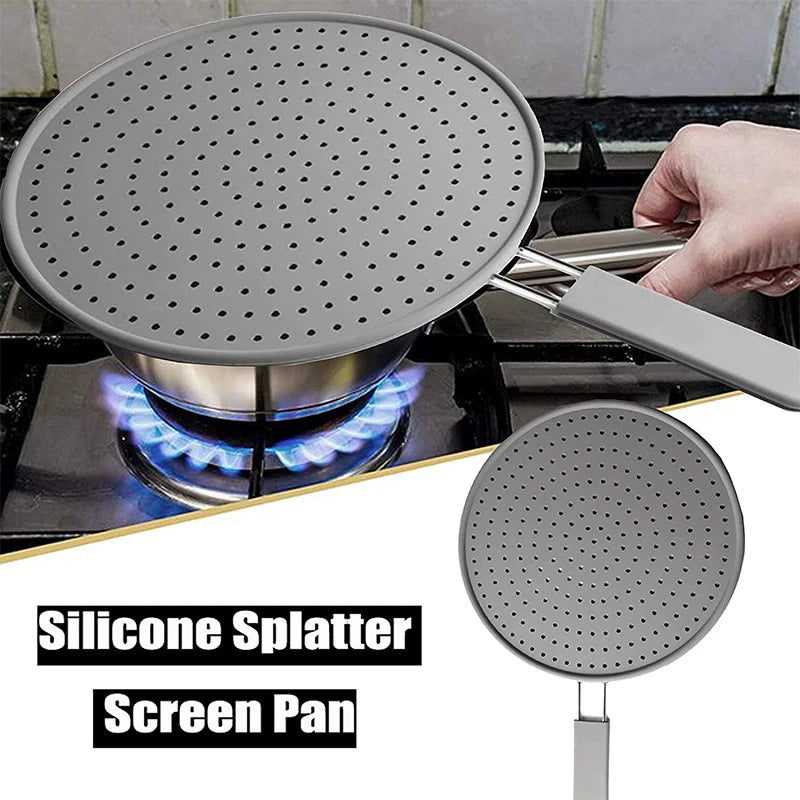 Silicone Kitchen Splatter Screen with Handle by HitMyNeed