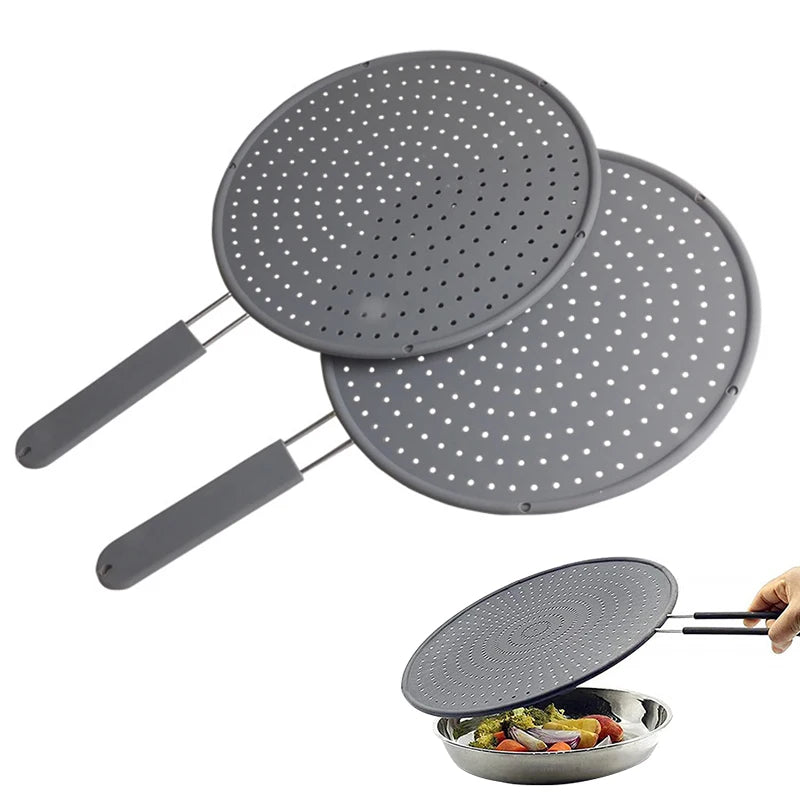 Silicone Kitchen Splatter Screen with Handle l by HitMyNeed