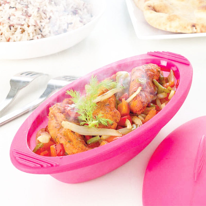 Silicone Microwave Steamer Bowl with Lid by HitMyNeed