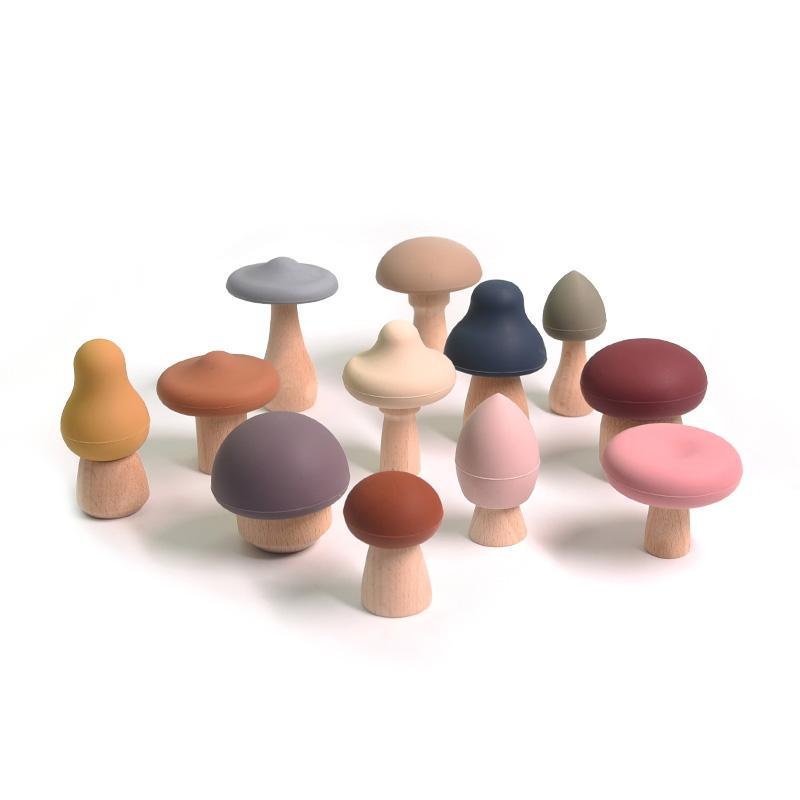 Silicone Mushroom Teething Toys Set (12 Pieces) by HitMyNeed