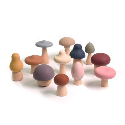 Silicone Mushroom Teething Toys Set (12 Pieces) by HitMyNeed
