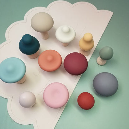 Silicone Mushroom Teething Toys Set (12 Pieces) by HitMyNeed