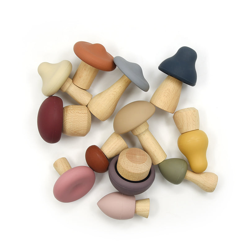 Silicone Mushroom Teething Toys Set (12 Pieces) by HitMyNeed