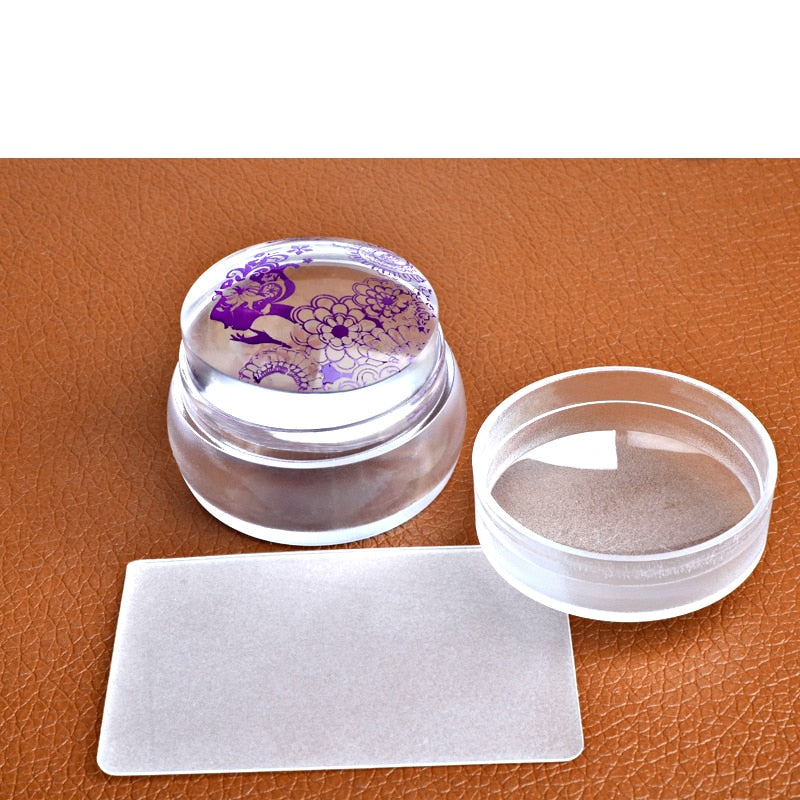 Silicone Nail Stamper and Scraper Set with Protective Cap by HitMyNeed