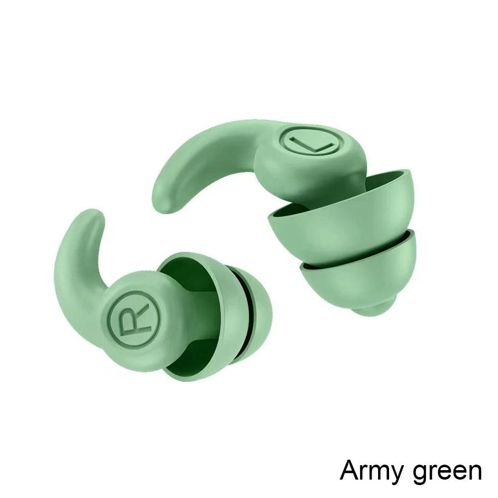 Silicone Noise-Reducing Waterproof Swimming Earplugs 2-layers-army-green by HitMyNeed