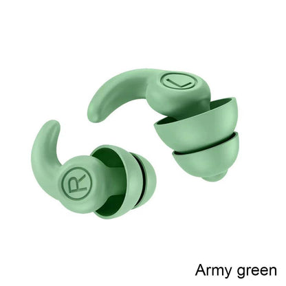 Silicone Noise-Reducing Waterproof Swimming Earplugs 2-layers-army-green by HitMyNeed