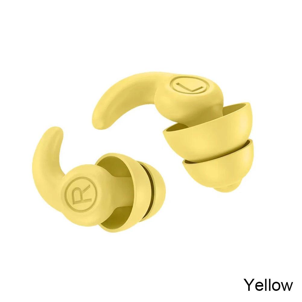 Silicone Noise-Reducing Waterproof Swimming Earplugs 2-layers-yellow by HitMyNeed