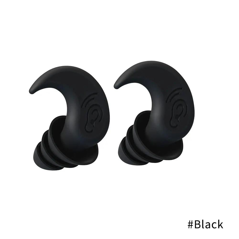 Silicone Noise-Reducing Waterproof Swimming Earplugs 3-layers-black by HitMyNeed
