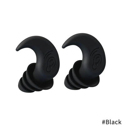 Silicone Noise-Reducing Waterproof Swimming Earplugs 3-layers-black by HitMyNeed