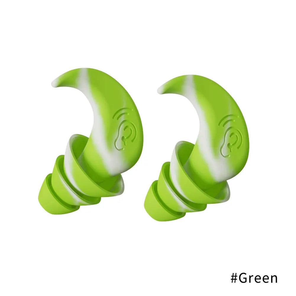 Silicone Noise-Reducing Waterproof Swimming Earplugs 3-layers-green by HitMyNeed