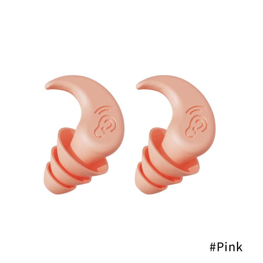 Silicone Noise-Reducing Waterproof Swimming Earplugs 3-layers-pink by HitMyNeed