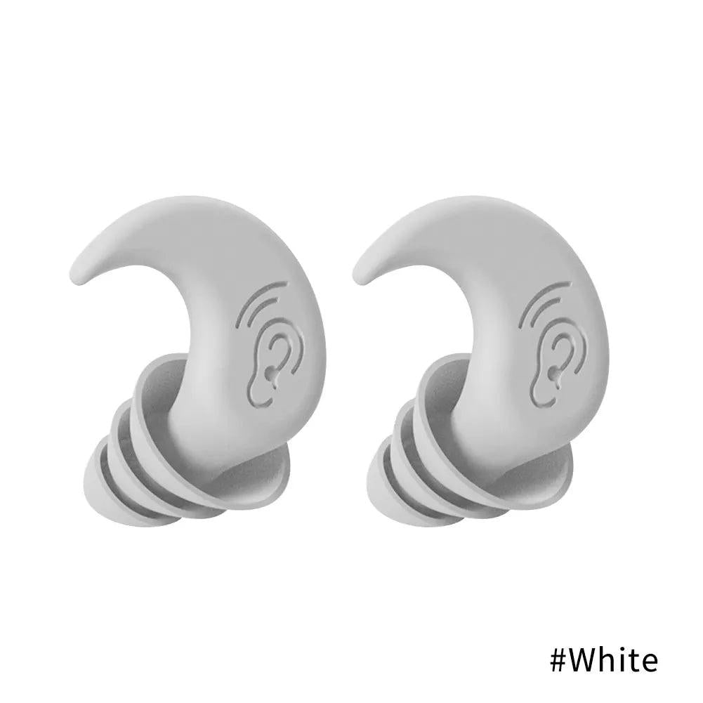 Silicone Noise-Reducing Waterproof Swimming Earplugs 3-layers-white by HitMyNeed