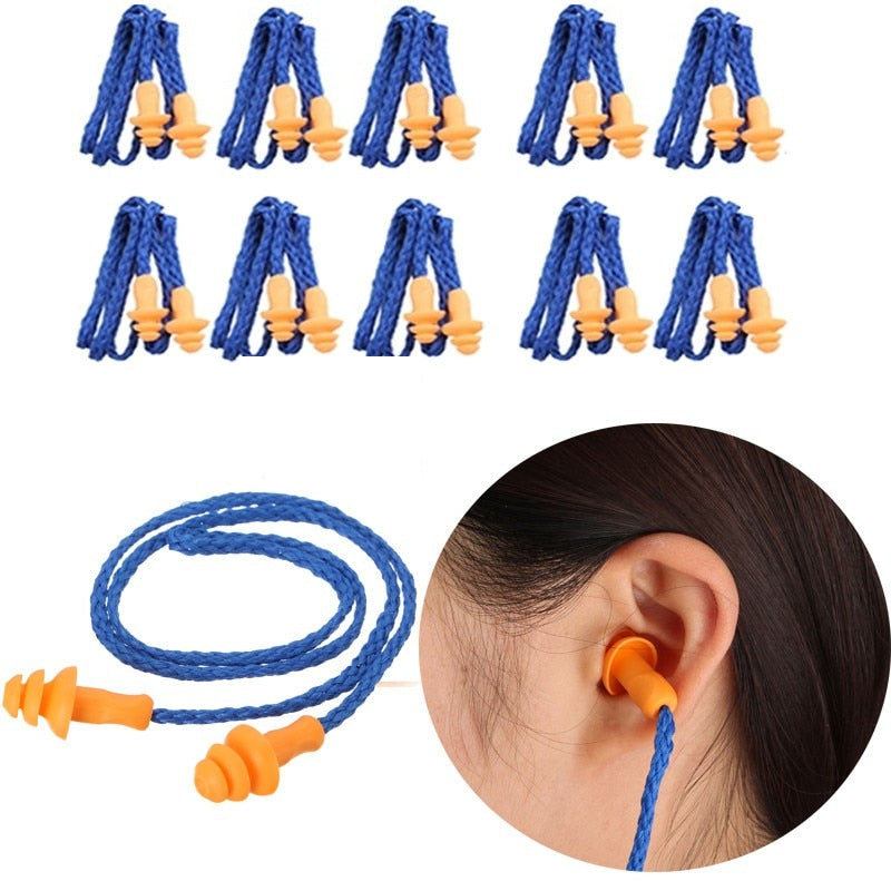 Silicone Noise Reduction Ear Plugs (10 Pairs) by HitMyNeed