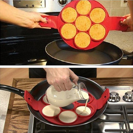 Silicone Non-Stick Pancake Mold with Easy Flip Grips by HitMyNeed