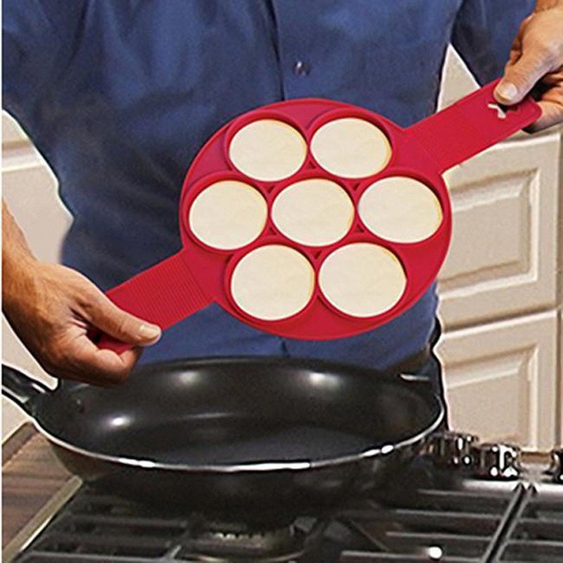 Silicone Non-Stick Pancake Mold with Easy Flip Grips by HitMyNeed