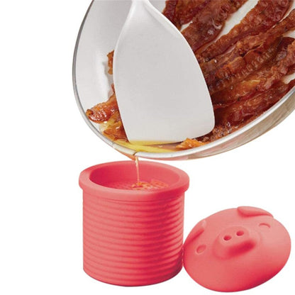 Silicone Pig Bacon Grease Container with Filter by HitMyNeed