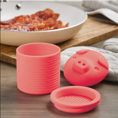 Silicone Pig Bacon Grease Container with Strainer by HitMyNeed
