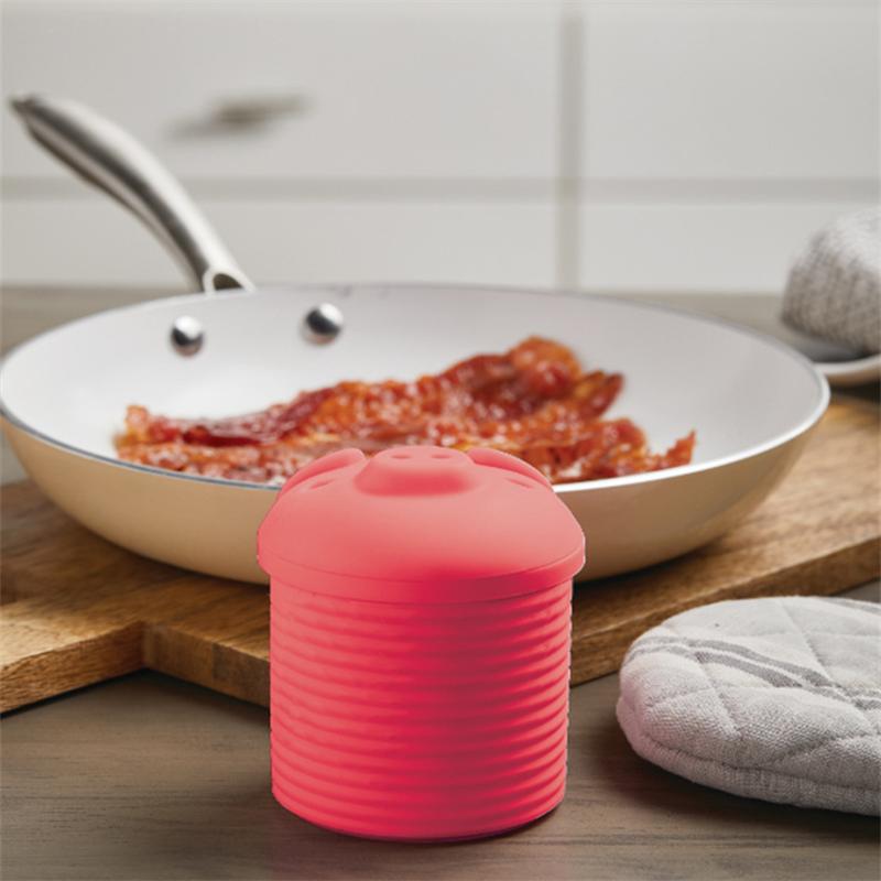 Silicone Pig Bacon Grease Container with Strainer by HitMyNeed