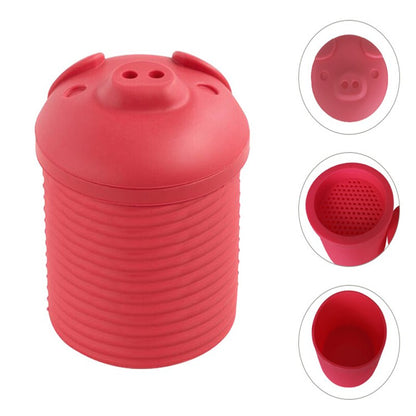 Silicone Pig Bacon Grease Container with Strainer by HitMyNeed