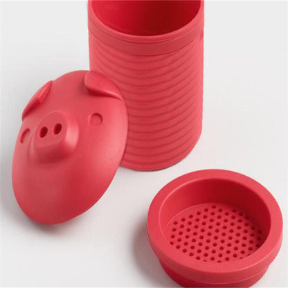 Silicone Pig Bacon Grease Container with Strainer by HitMyNeed