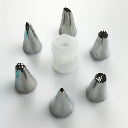 Silicone Piping Bag Set with 6 Stainless Steel Nozzles by HitMyNeed