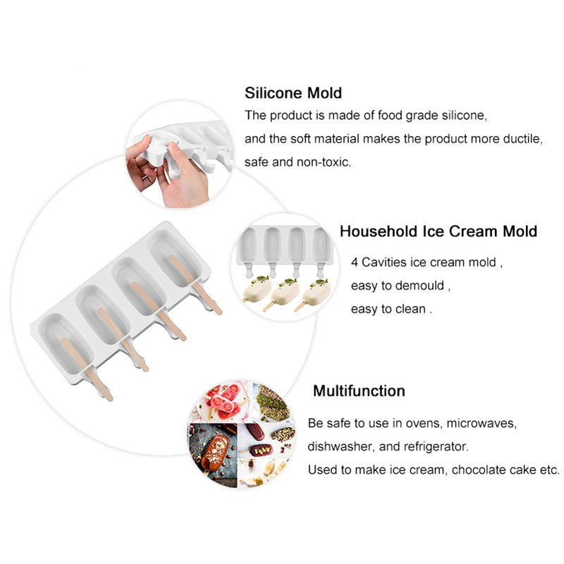 Silicone Popsicle Mold Ice Maker - 4 Cavity by HitMyNeed