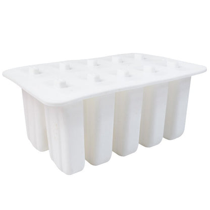 Silicone Popsicle Tray with Lid, 4 or 10 Cavities 10-cavity-white by HitMyNeed