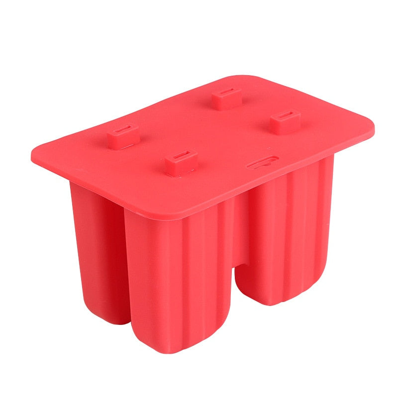 Silicone Popsicle Tray with Lid, 4 or 10 Cavities 4-cavity-red by HitMyNeed