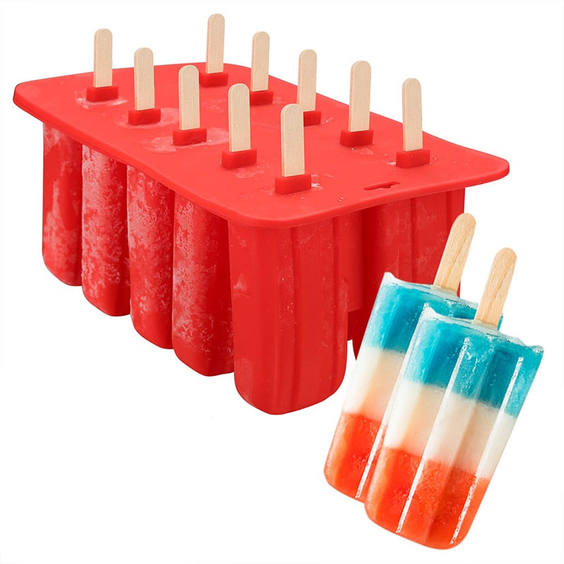 Silicone Popsicle Tray with Lid, 4 or 10 Cavities by HitMyNeed