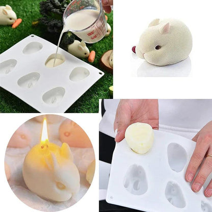 Silicone Rabbit Mold 6-Cavity for Cake, Chocolate & DIY by HitMyNeed